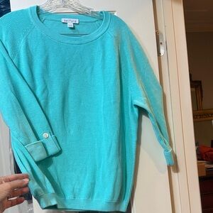 Belford Women's Aqua Crew Neck Pima Cotton Sweater